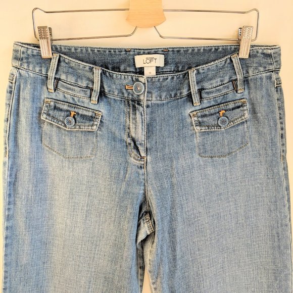 [Ann Taylor LOFT] Retro Front Flap Pockets Welt Back Pockets Denim Buttons Sz 10 - Picture 4 of 6